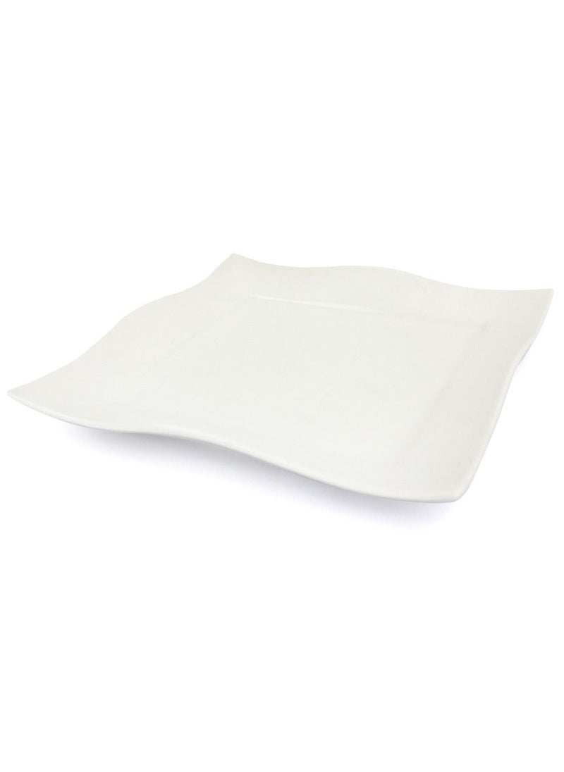 Home Smart Home Smart Dinner Plates Set of 6 Pcs Procelain Square Wave Dinner Plates Hand Wash and Microwave Safe  - Image 1