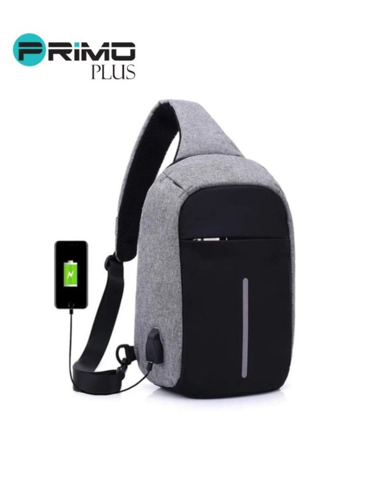 PRIMO PLUS High Quality Antitheft Men's Chest Bag USB Cross Body Bag  - Image 1