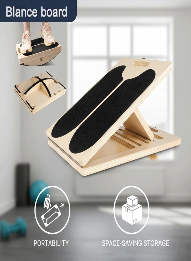 muash Slant Board for Calf Stretching,Balance Board,Adjustable Calf Stretcher,400 lbs Cap,Wooden Slant Board Anti-Slip Incline Board, Ankle Support,Incl.2 Resistance Bands,Instruction Card & Sand Paper. - Image 5