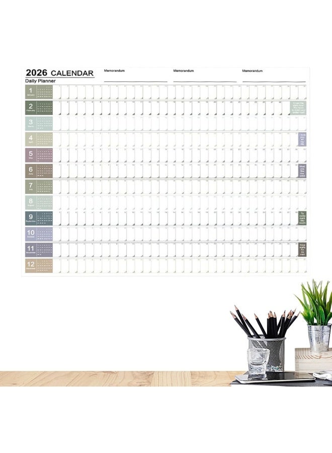 2026 Wall Calendar, Includes Tip Labels And Stickers, 74 X 52.5 X 0.5cm, Wall Decor Calendar, Study Task Planner, Easy To Use And Hanging, T For Mental Study, School, Household Tasks - Image 5