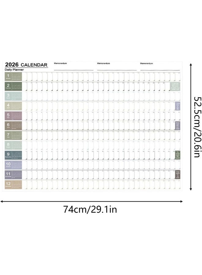 2026 Wall Calendar, Includes Tip Labels And Stickers, 74 X 52.5 X 0.5cm, Wall Decor Calendar, Study Task Planner, Easy To Use And Hanging, T For Mental Study, School, Household Tasks - Image 2