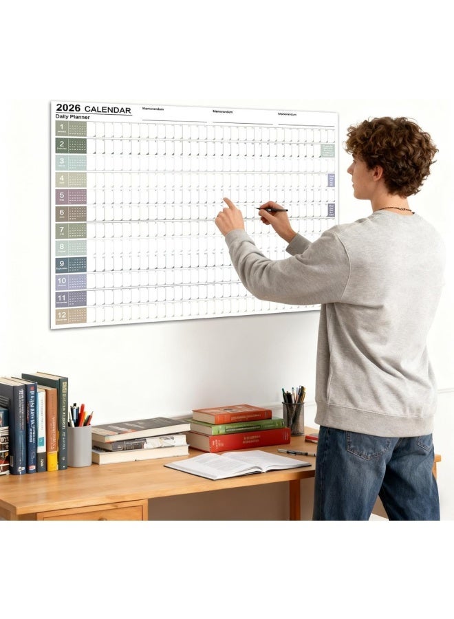 2026 Wall Calendar, Includes Tip Labels And Stickers, 74 X 52.5 X 0.5cm, Wall Decor Calendar, Study Task Planner, Easy To Use And Hanging, T For Mental Study, School, Household Tasks - Image 3