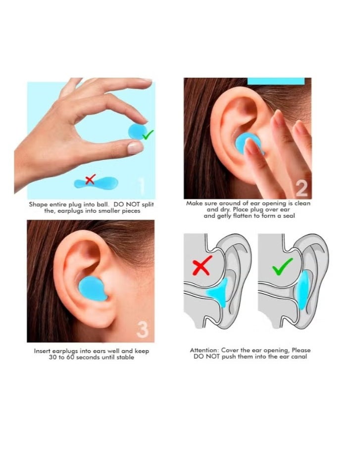 Generic - 3 Pairs Gel Ear Plugs Reusable Silicone Earplugs Waterproof Moldable Swimming Earplugs Noise Cancelling Ear Plugs for Adults Ear Plugs for Swimming Sleeping Snoring Studying - Image 1