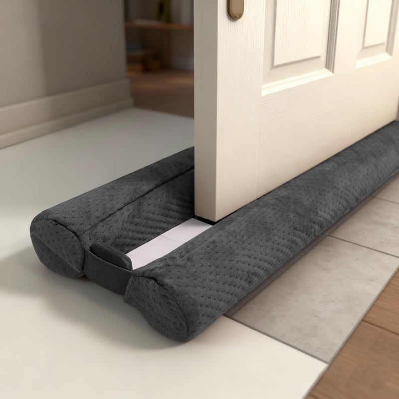 OUTTDID Under Door Draft Stopper Door, Draught Stoppers Sweep Weather Stripping, Double-Sided Windproof Seal Noise Blocker Window Breeze Blocker, Adjustable 76 to 91cm Gap Filler, Grey - Image 1