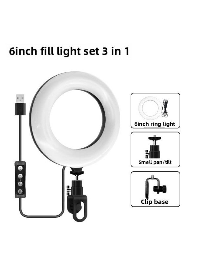 6 Inch Small Fill Light Computer Video Conference Rgb Ring Clip Network Teaching Notebook Led Live Light-Light Source Color:6 Inch Three Color Video Conference Lamp (lock)  - Image 1
