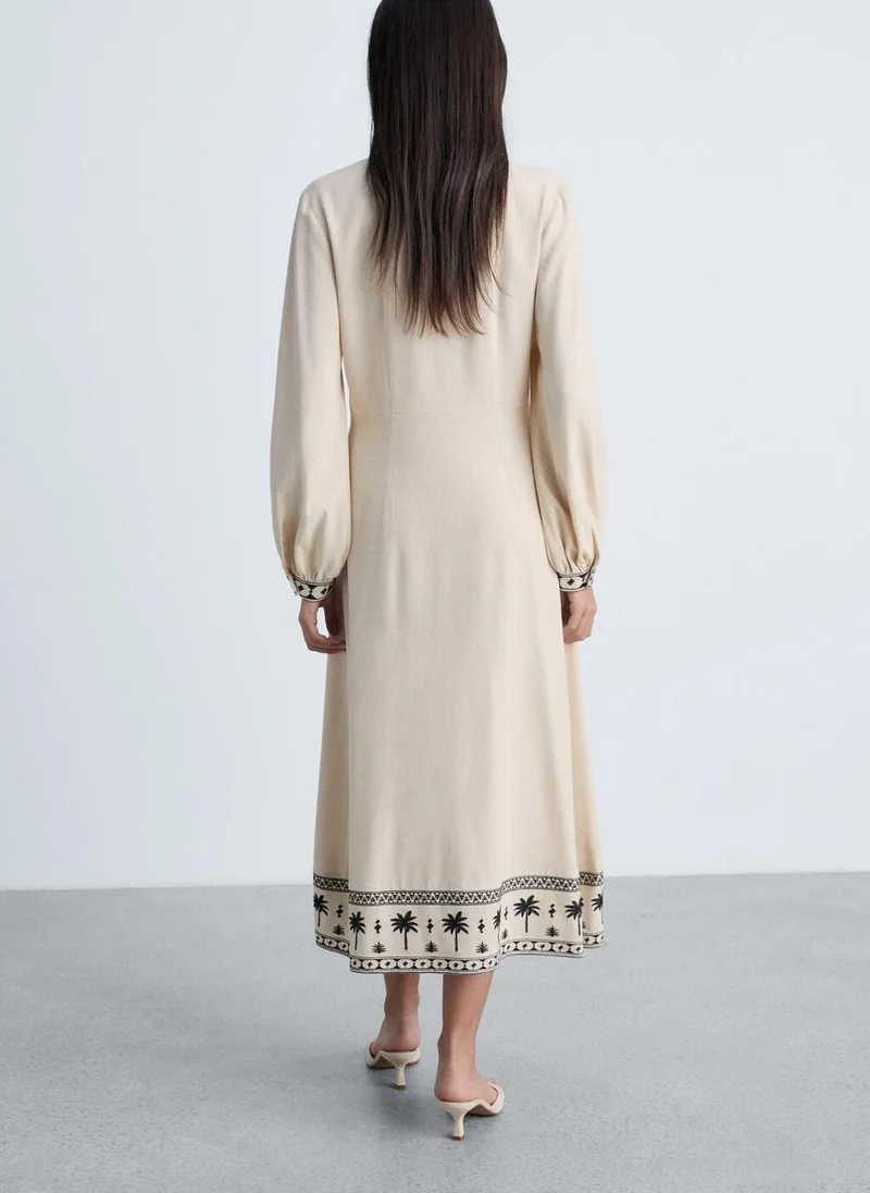 مانجو Casual Openwork Cotton Dress