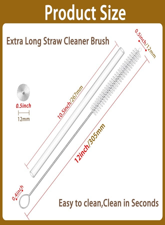 CIDYAUST Straw Brush Cleaner with 304 Stainless Steel Handle,Straw Cleaner Brush Extra Long 12 Inch,Extra Wide 12mm Straw Cleaning Brush for Baby Bottles,Sippy Cups and Stanley Cups(6-Pack). - Image 2