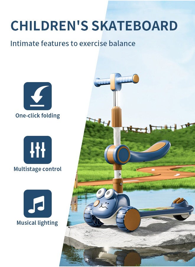 Soft Touch - 3 In 1 Foldable Baby Scooter Children's Scooter 3 Wheel Scooter for Kids with Music and Lights - Image 1