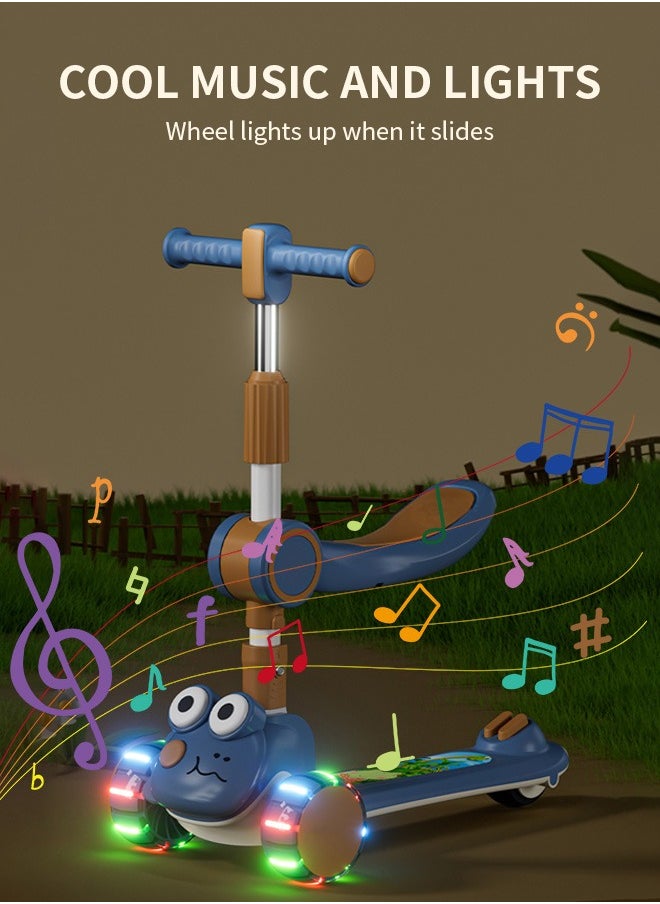 Soft Touch - 3 In 1 Foldable Baby Scooter Children's Scooter 3 Wheel Scooter for Kids with Music and Lights - Image 1