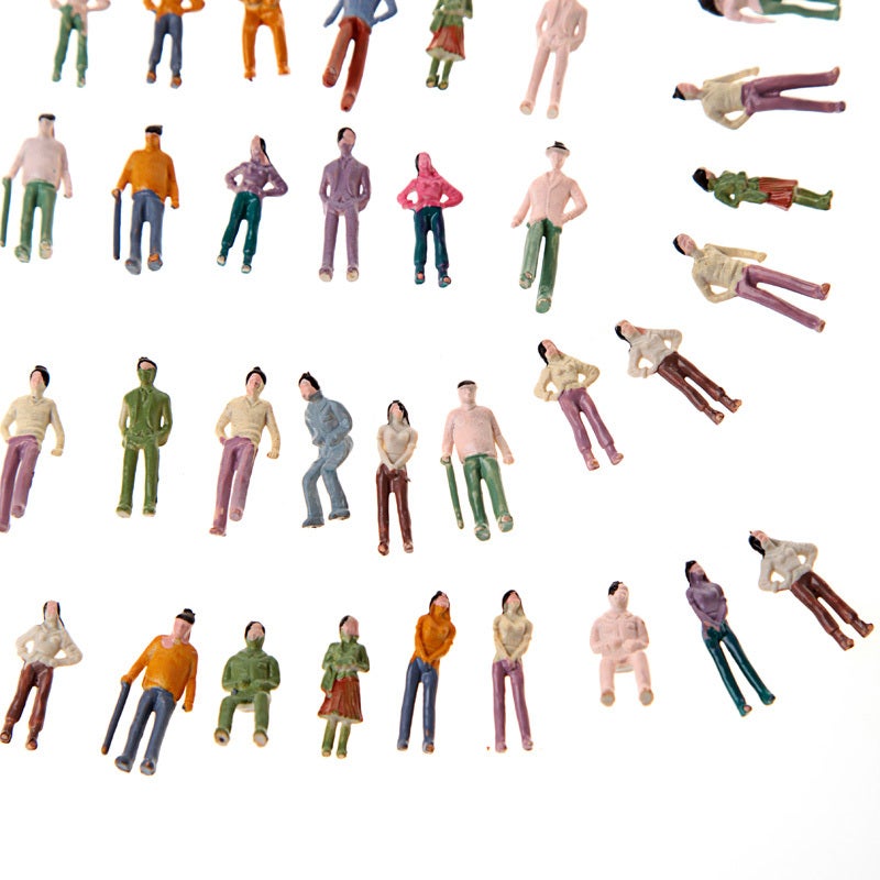 Model Train Passenger Figures: 100pcs Multicolor ABS Painted Miniature People - 1:75 Scale Various Poses for Train Layout Landscape Models - Image 5