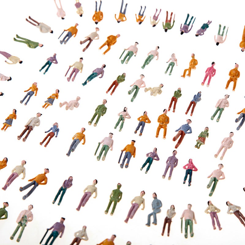 Model Train Passenger Figures: 100pcs Multicolor ABS Painted Miniature People - 1:75 Scale Various Poses for Train Layout Landscape Models - Image 4