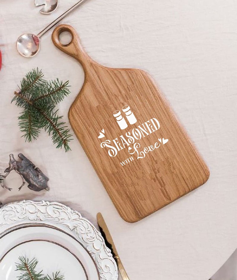 CrafTreat Kitchen Quote Stencils for Painting on Wood Reusable - Seasoned with Love - Size: 4X8 Inches - Kitchen Stencils for Cabinets - Stencil Quotes - Image 2