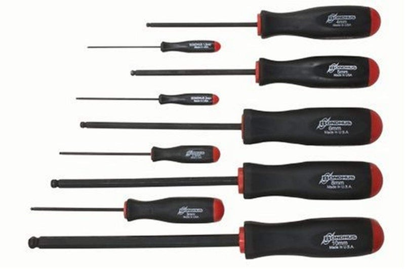 Bondhus 74699 Set of 9 Balldriver Screwdrivers with ProHold Tip, ProGuard Finish, sizes 1.5-10mm - Image 1