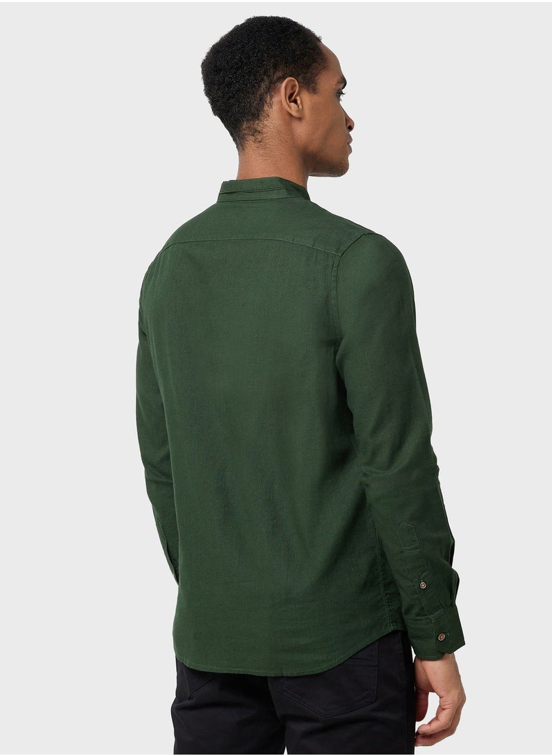 Thomas Scott - Thomas Scott Classic Slim Fit Band Collar Pure Cotton Casual Shirt - Image 1