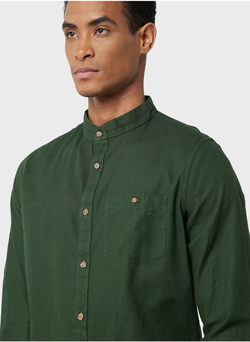 Thomas Scott - Thomas Scott Classic Slim Fit Band Collar Pure Cotton Casual Shirt - Image 1