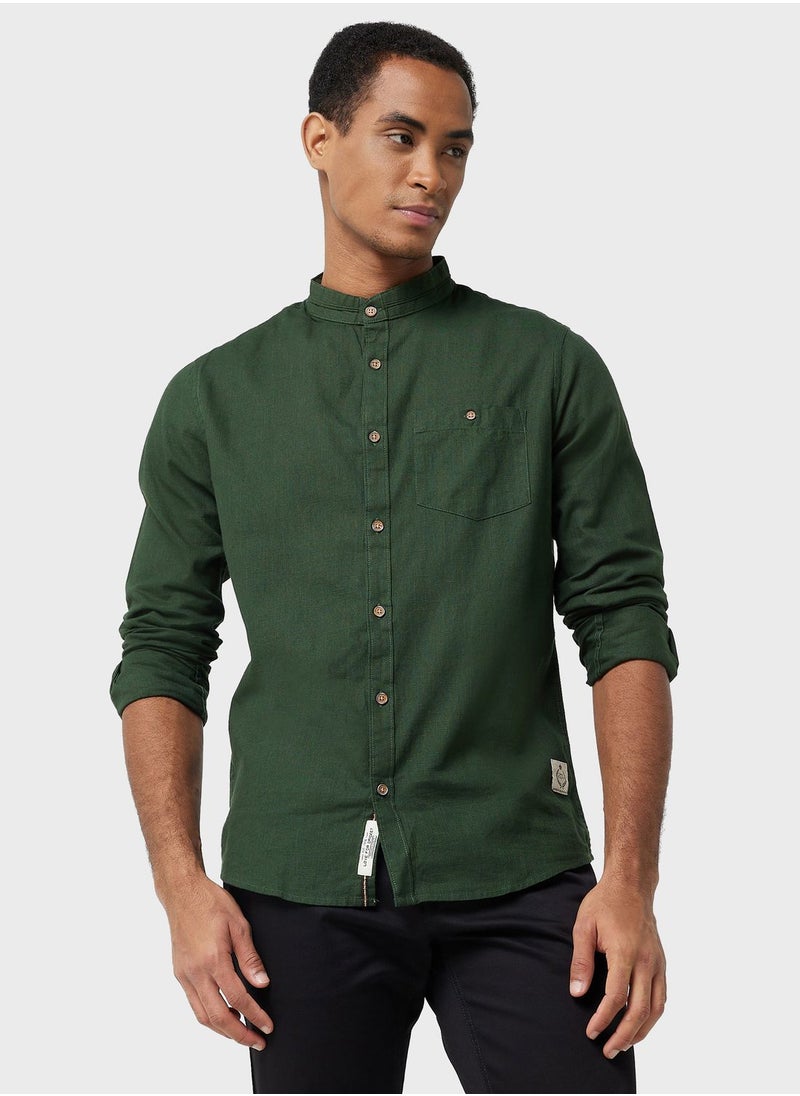 Thomas Scott - Thomas Scott Classic Slim Fit Band Collar Pure Cotton Casual Shirt - Image 1