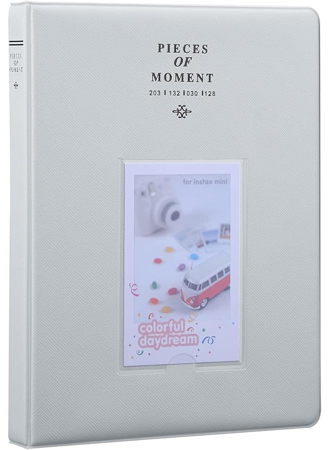 The Bros Photo Album, 128 Pockets Mini Album - Fits Fujifilm Instax Mini 11 9 8 90 25, Polaroid Snap PIC-300, Kodak 3-Inch Film (Smokey White)