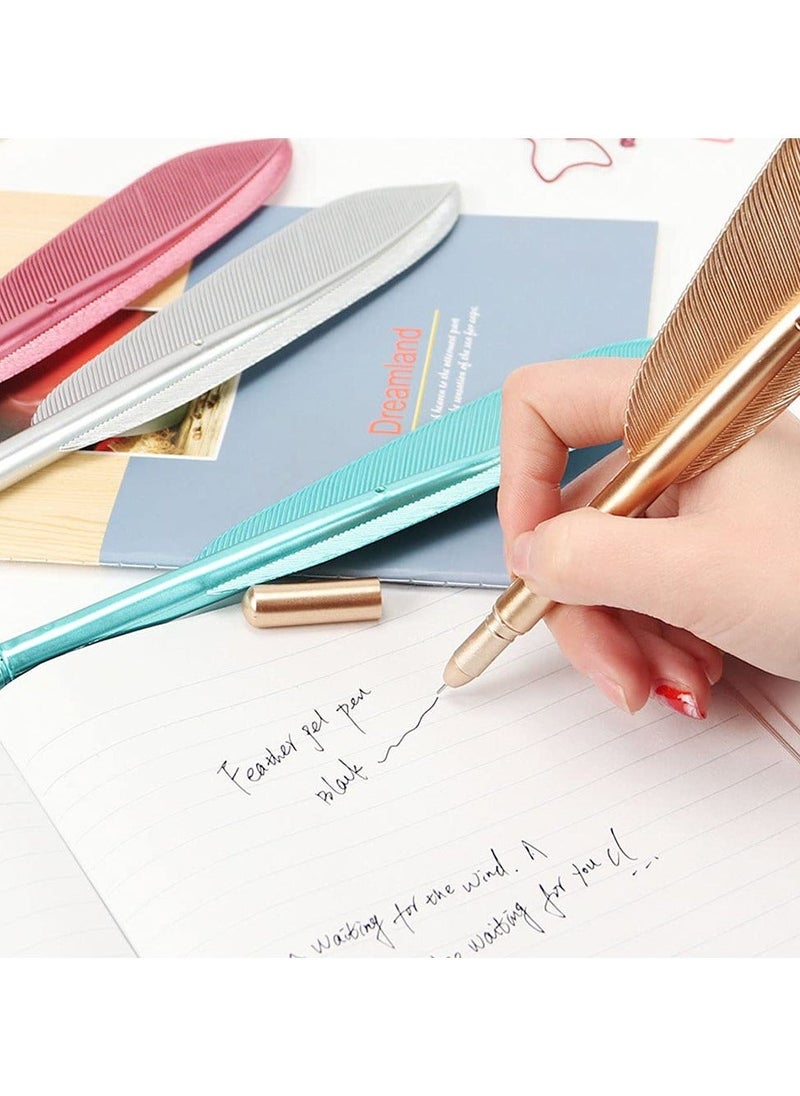 Y&D - SYOSI 4Pcs Retro Style Quill Pens, Gel Ink Rollerball Pens 0.5mm Black Ballpoint for School Office Stationery - Image 1