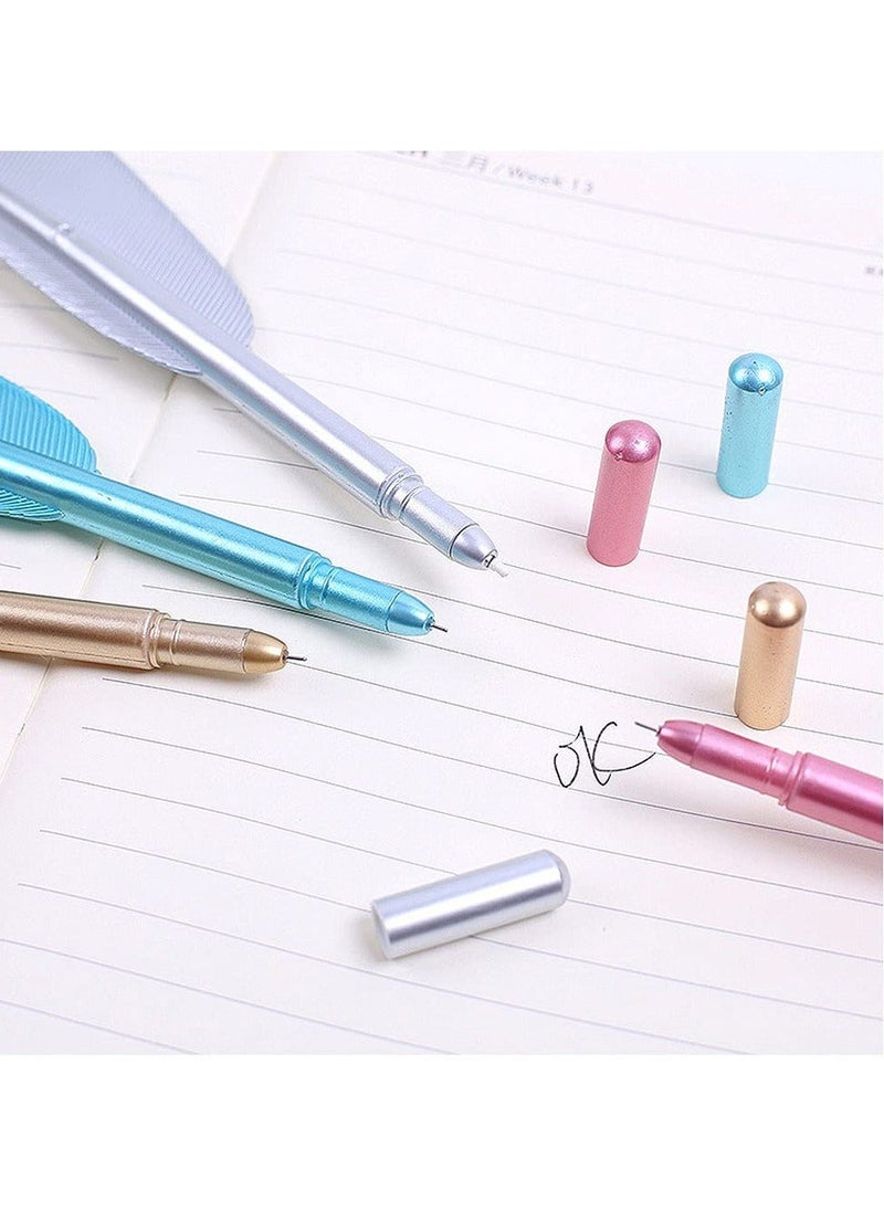 Y&D - SYOSI 4Pcs Retro Style Quill Pens, Gel Ink Rollerball Pens 0.5mm Black Ballpoint for School Office Stationery - Image 1