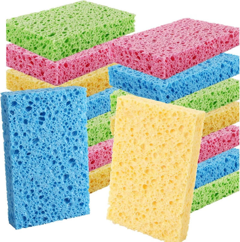 PANYEE Cleaning Scrub Colored Sponge,Non-Scratch Kitchen Cellulose Dishwashing Sponge,16Pack Biodegradable Natural Sponge - Image 1