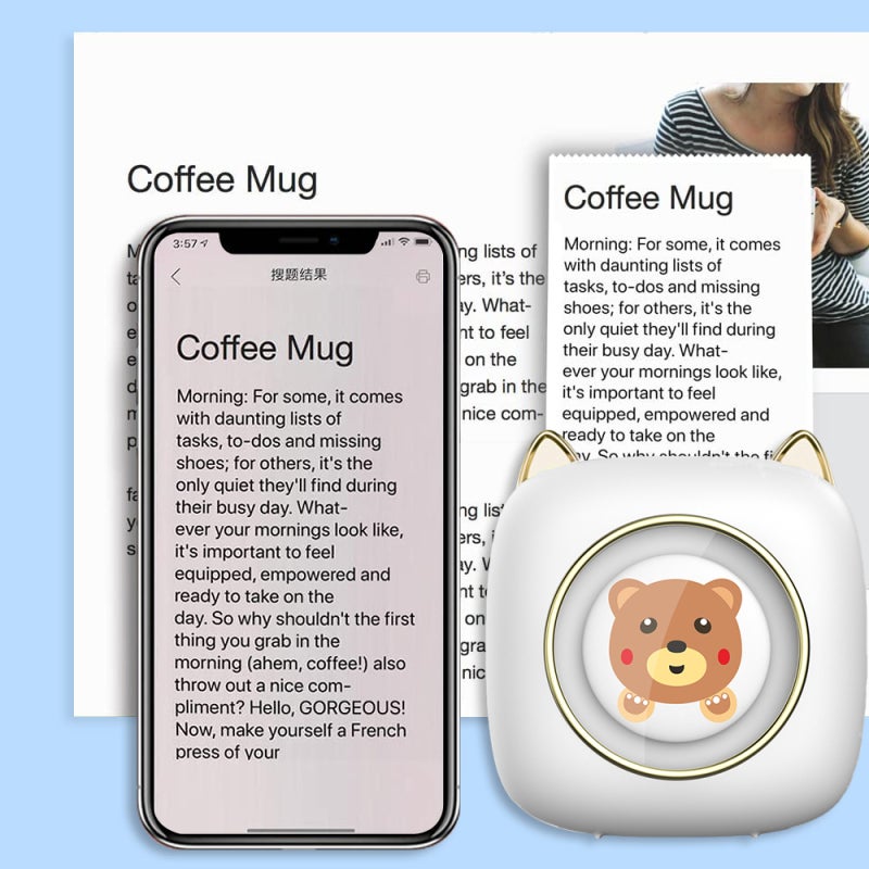 طابعة صغيرة بحجم 2.2 بوصة ودقة 203 نقطة في البوصة - طابعة محمولة متكاملة لاسلكية بتقنية بلوتوث 4.0 للمنزل والمكتب والسفر - Image 2