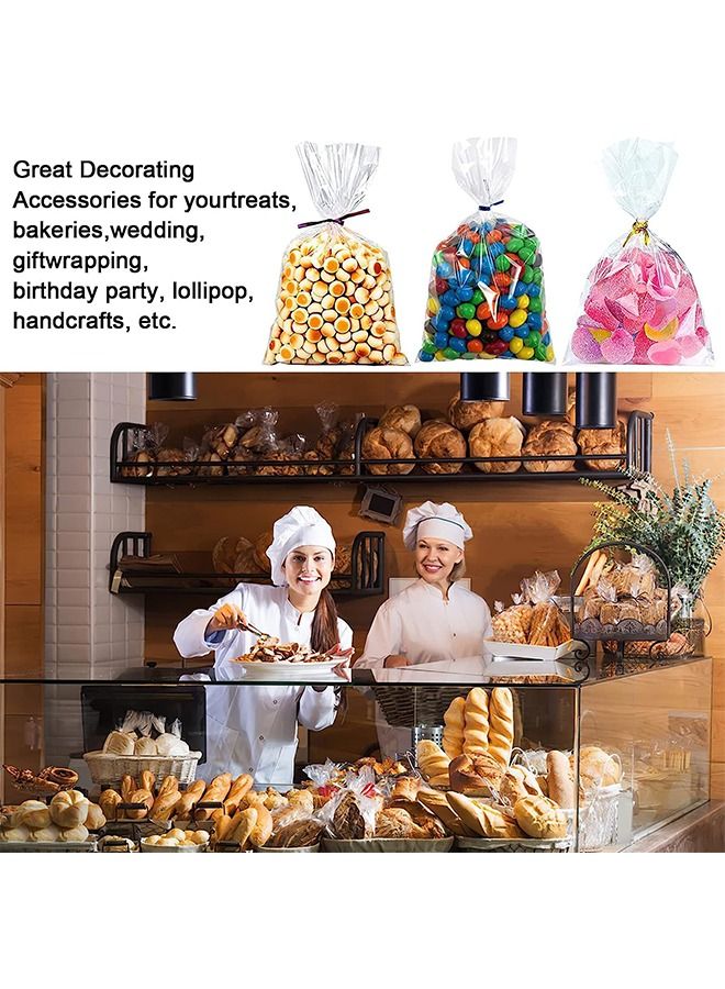 Clear Cellophane Bags 100Pcs Gift Bag Clear Flat Treat Bags Twist Ties for Home Favours Wrapping Sweets Cupcakes - Image 5
