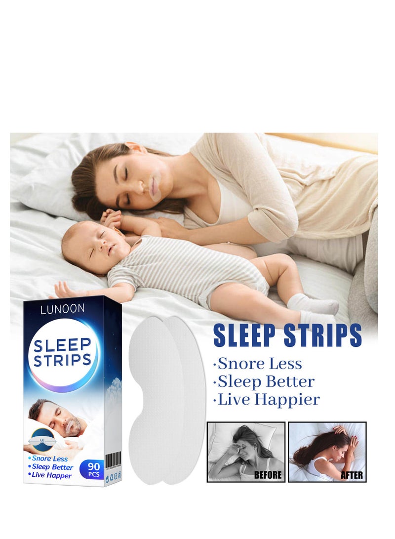 LUNOON Anti Open Mouth and Closed Mouth Patch for Sleeping Anti Snoring Mouth Tape Sleep Stop Snoring Breathing Patch Suitable for Improving Sleep and Relieving Snoring 90Pcs - Image 3