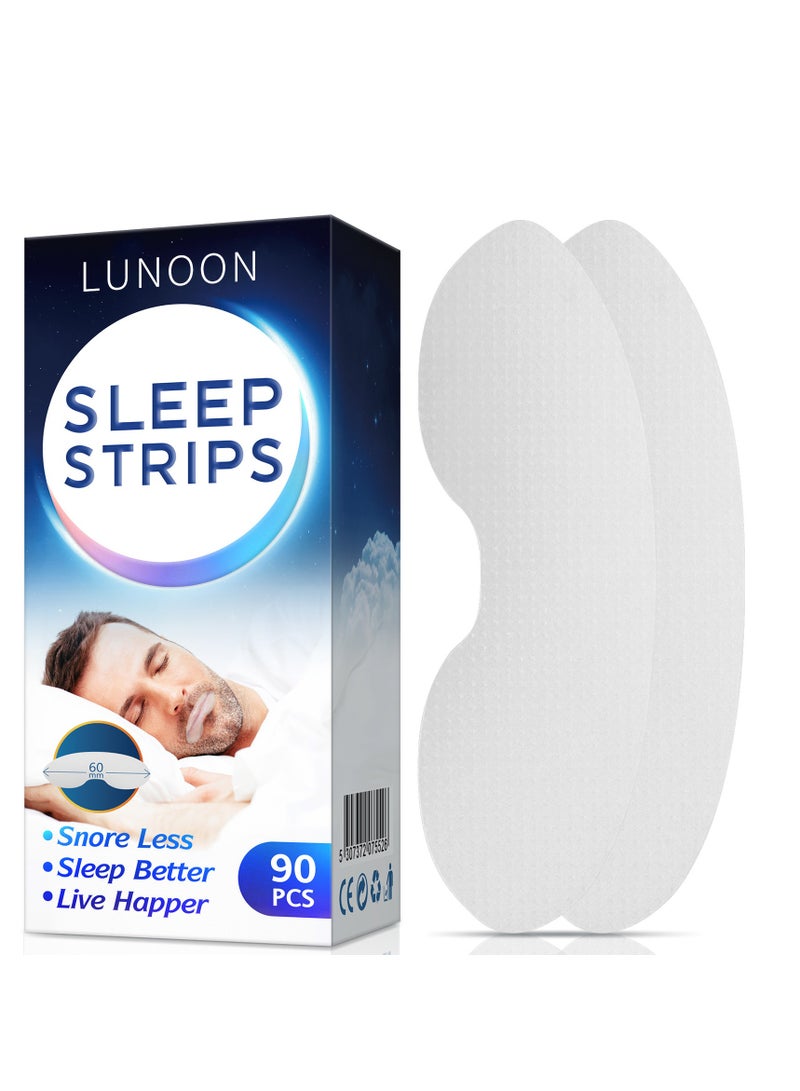 LUNOON Anti Open Mouth and Closed Mouth Patch for Sleeping Anti Snoring Mouth Tape Sleep Stop Snoring Breathing Patch Suitable for Improving Sleep and Relieving Snoring 90Pcs - Image 1