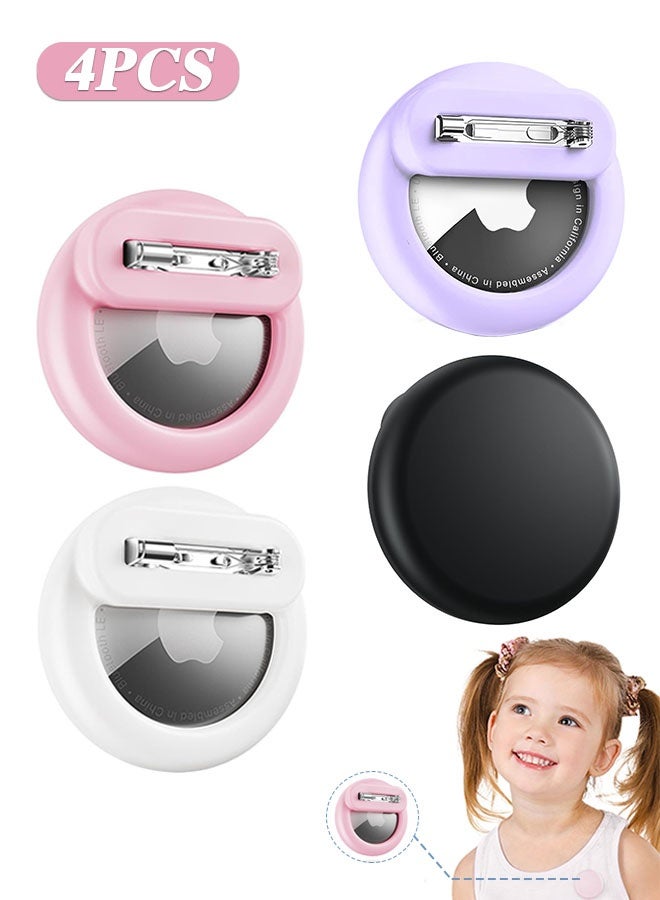 SUNDAREE Air Tags-4 Pack Apple Kids Hidden Case, Airtag Tracker for Kid, AirTag Hidden Kids Holder with Invisible Pin, Anti Lost, for Children, Elderly, Luggage, Clothing (Black White Pink Purple) - Image 1