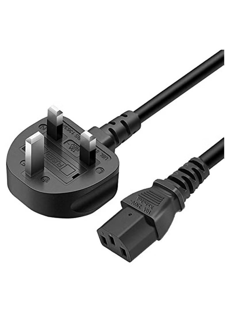 Reacon "UK 3-Pin Power Cable 1.8 Meter with Fuse - High Quality AC Power Cord for Computer, Printer, LCD/LED Monitor - Compatible with Dell, HP, Samsung, Sony, Lenovo" - Image 1