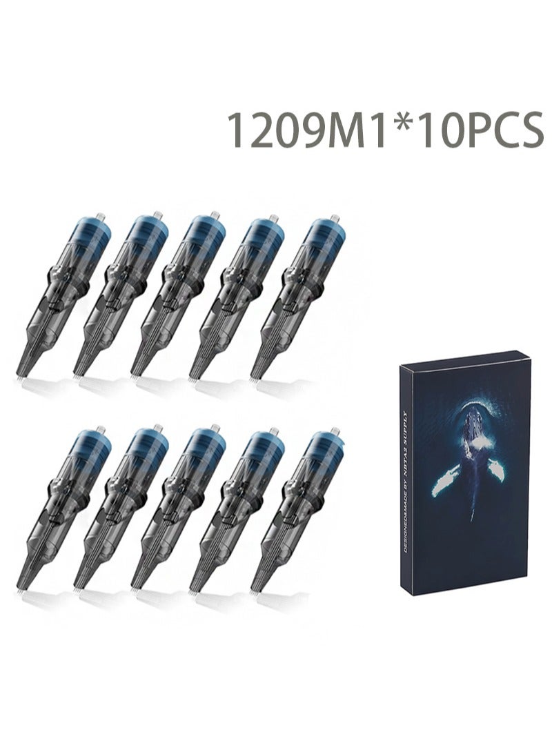 HaLunhi 10-Piece Tattoo Needle Box Needles with Laminated Rubber for Stability，Tattoo Pen Backing Needles，Round Backing Needles Disposable Needles，Individually Packed，Compatible with All Pen Tattoo Machines (1209M1)  - Image 1