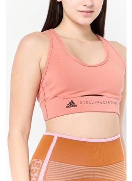 adidas By Stella McCartney Women Brand Logo Padded Sports Bra, Dark Orange  - Image 3