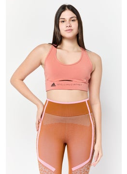 adidas By Stella McCartney Women Brand Logo Padded Sports Bra, Dark Orange  - Image 1