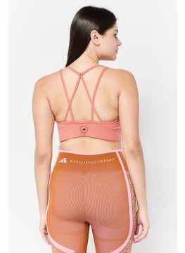 adidas By Stella McCartney Women Brand Logo Padded Sports Bra, Dark Orange  - Image 4