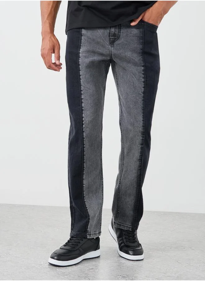 ستايلي Styli Color Block Mid Rise Relaxed Fit Jeans