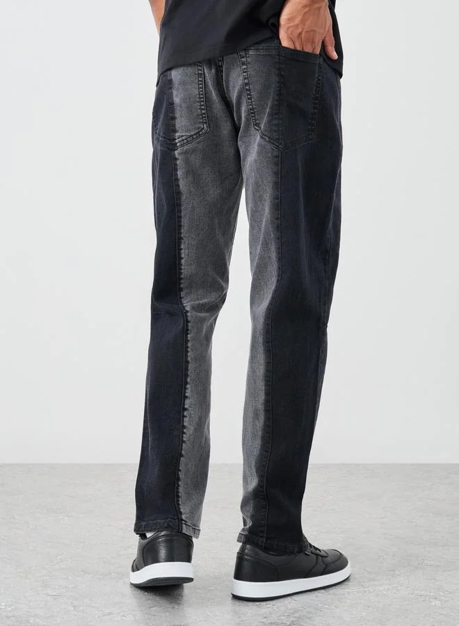 Styli Styli Color Block Mid Rise Relaxed Fit Jeans