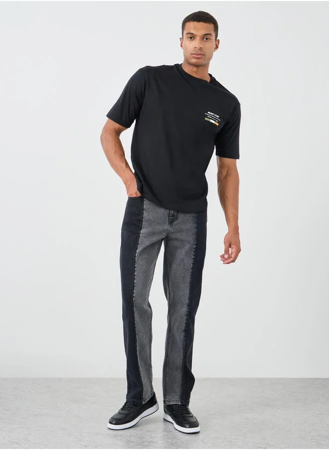 ستايلي Styli Color Block Mid Rise Relaxed Fit Jeans