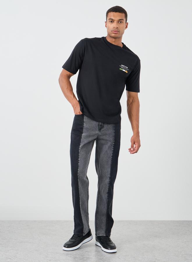 Styli Styli Color Block Mid Rise Relaxed Fit Jeans  - Image 2