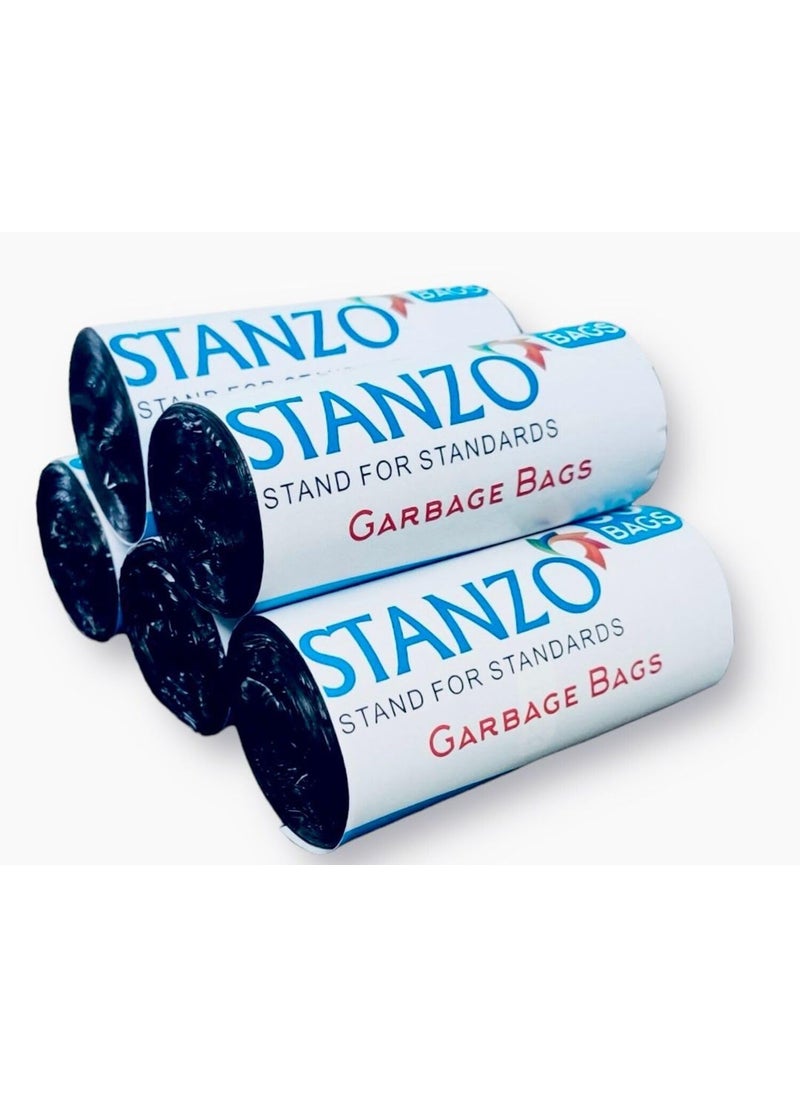 STANZO STANZO Garbage Bags Medium 150 Count 19 x 21 inches Black For Dry Wet Waste 30 bagsroll Dustbin BagTrash Bag Black Color  - Image 1