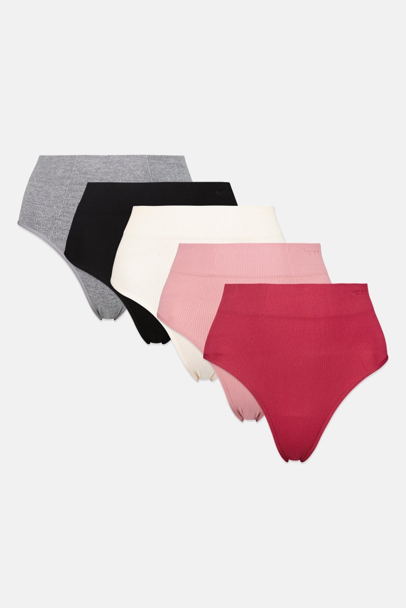 Kensie Women 5 Pieces Brand Logo Panties, Multicolor - Image 1