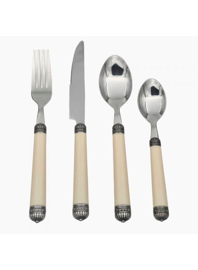 Zinnia 24-Piece Stainless Steel Cutlery Set - Cream - Image 2