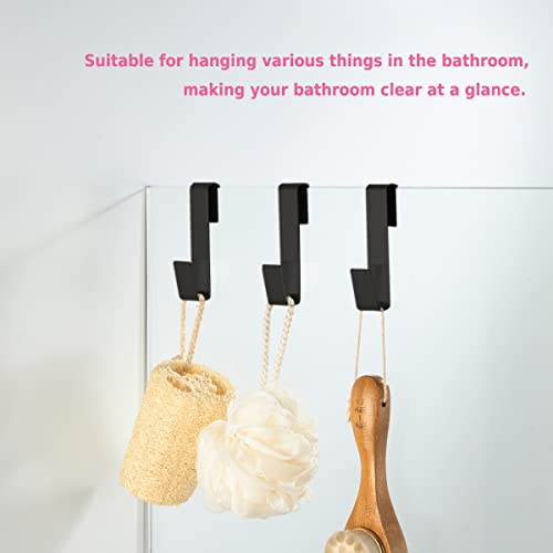 MOKIUER Towel Hook, Over Glass Door Hook for Bathroom, Suit for Frameless Glass Shower Door 0.39" (10 mm) Stainless Steel Matte Black, 3 Pack - Image 2