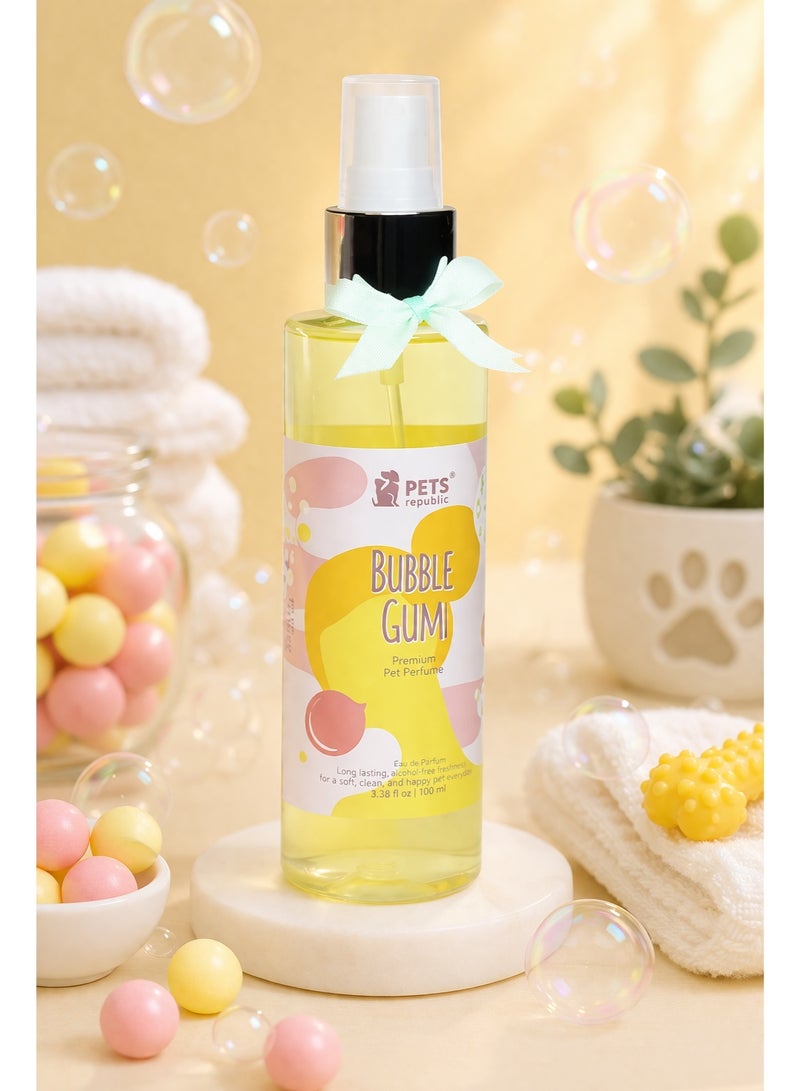 عطر للحيوانات الأليفة برائحة العلكة (Bubble Gum) – بخاخ منعش يدوم طويلاً للقطط والكلاب – خالي من الكحول (125 مل)
