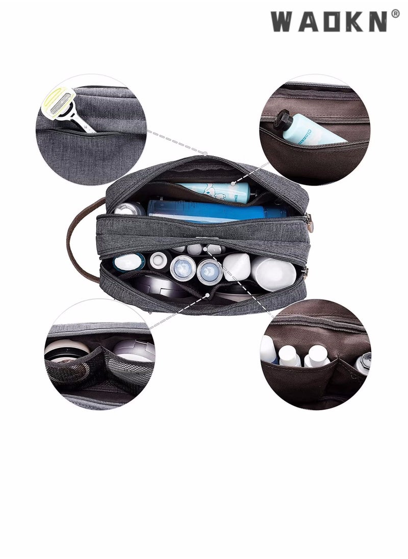 WAOKN Travel Toiletry Bag for Women and Men, Large-capacity Waterproof Oxford Cloth Organizer Cosmetic Bag, Foldable Hanging Travel Double-layer Storage Bag, Travel Shaving Bag Cosmetics Bags (Gray)  - Image 5