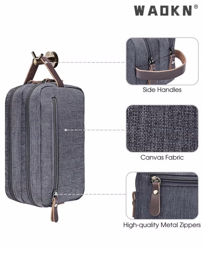 WAOKN Travel Toiletry Bag for Women and Men, Large-capacity Waterproof Oxford Cloth Organizer Cosmetic Bag, Foldable Hanging Travel Double-layer Storage Bag, Travel Shaving Bag Cosmetics Bags (Gray)  - Image 2