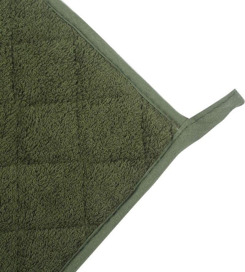 lifaith 100% Cotton Kitchen Everyday Basic Terry Pot Holder Heat Resistant Coaster Potholder for Cooking and Baking Set of 5 Olive Green - Image 5