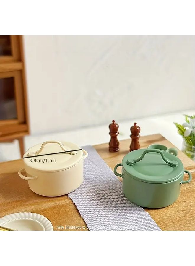 Yellow Miniature Mushroom Soup Pot Model With Lid Dollhouse Kitchen Accessory - Image 2