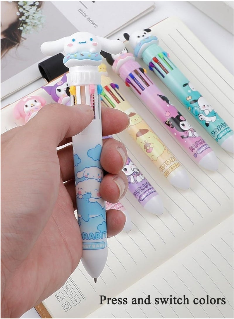 Sanrio 6pcs Kitty Cat 10-in-1 Multicolor Ballpoint Pen 10-Color Retractable Ballpoint Pens for Office School Supplies Cute Stationery Students Children Gift (Pen-10 in 1 B) - Image 3