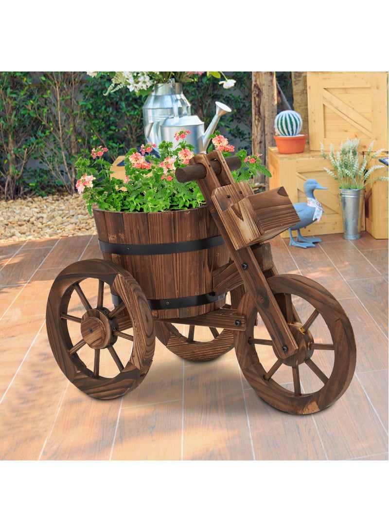 DubaiGallery Decorative Garden Flower Planter Wood Tricycle Pot Stand for Home Patio Outdoor - Image 3