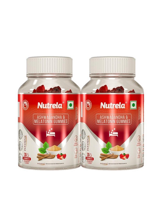 Nutrela Ashwagandha & Melatonin Sleep Gummies for Men & Women | 30 Strawberry-Flavored Gummies - Pack of 2 | Supports Restful Sleep & Stress Relief - Image 1
